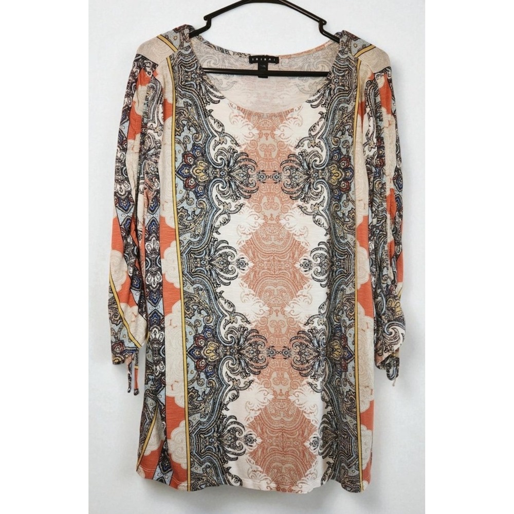 TRIBAL Women's TG/XL Long Sleeve Paisley Print Tunic Top